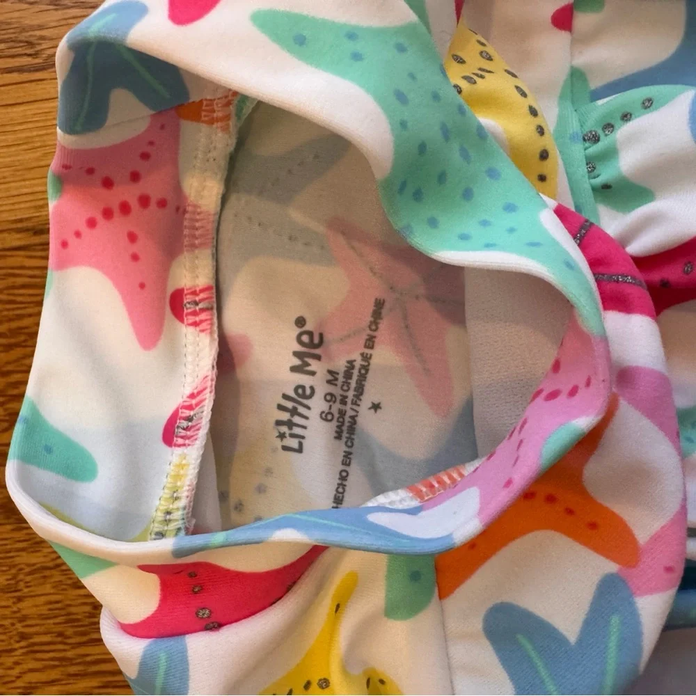 Carter's, Little Me, lot of 4 swimsuits 6-9 months blue, teal, pink Rash guards